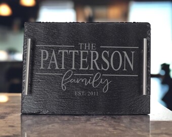 Personalized Slate Charcuterie Board, Laser Engraved Serving Tray