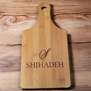 Personalized Script Letter and Name Cutting Charcuterie Board | Engraved | Thoughtful Gift for Wedding, Anniversary, Housewarming, Birthday