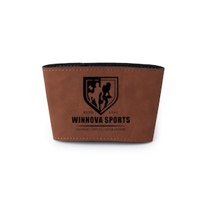 Personalized, insulated cup sleeve, vegan leather, one-of-a-kind!  Your logo or phrase!