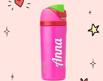 Garrafa de água infantil Owala personalizada: copo térmico de aço inoxidável FreeSip de 16 oz