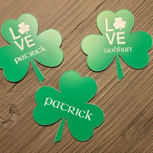 Personalized St Patrick's Day Name Tag, Shamrock Gift Tag, Clover Gift Tag, Celtic, Irish, Laser Cut and Engraved, Green Acrylic