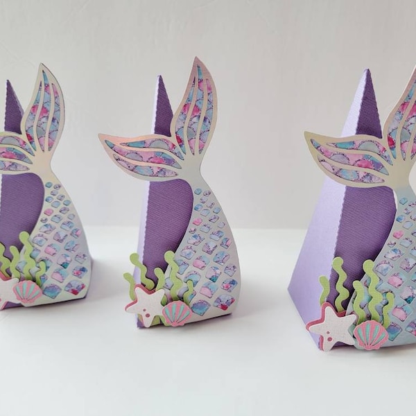 Mermaid Tail Party Favor Boxes |  Pyramid Favor Boxes| Party Supplies | Birthday Treat Box | Birthday Box