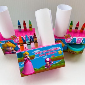 Princess Peach Play-Doh Activity Box / Princess Peach Coloring Box / Play-Doh Box/Princess Peach Birthday Decoration/ Party Supplies image 4