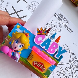 Princess Peach Play-Doh Activity Box / Princess Peach Coloring Box / Play-Doh Box/Princess Peach Birthday Decoration/ Party Supplies image 7