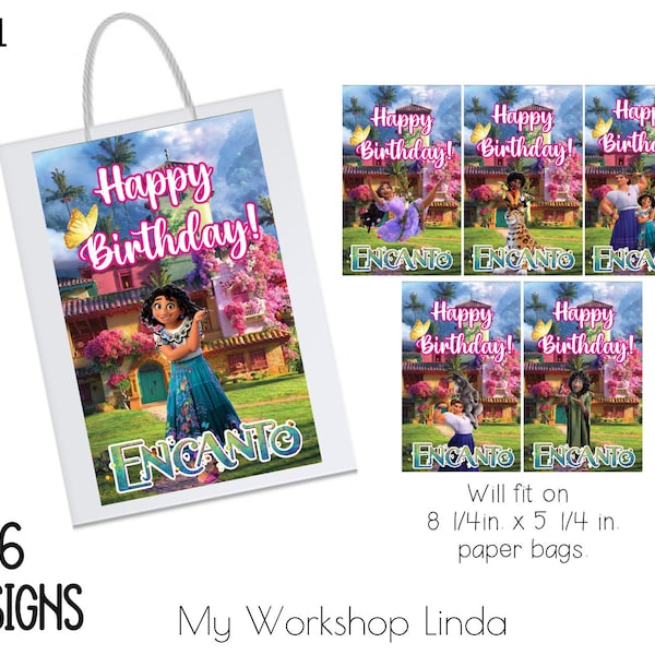 Encanto Favor Bag Label / Encanto Bag Happy Birthday Label / Encanto Party Favors Labels / Party Decorations / Party Supplies- DIGITAL ONLY