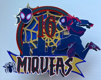 Spiderman Miles Morales Shaker Cake Topper-Spider Cake Topper-Miles Morales Party Supplies-Spider Verse Party Supplies-Party Decorations