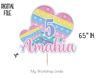 Topper de bolo personalizado Pop it arquivo digital - Pop Topper - Pop it Cake Topper - Festa de aniversário imprimível - Suprimentos Aniversário