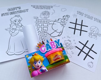 Princess Peach Play-Doh Activity Box / Princess Peach Coloring Box / Play-Doh Box/Princess Peach Birthday Decoration/ Party Supplies