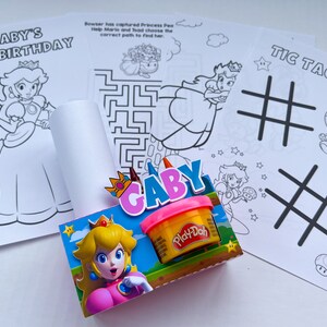 Princess Peach Play-Doh Activity Box / Princess Peach Coloring Box / Play-Doh Box/Princess Peach Birthday Decoration/ Party Supplies image 5