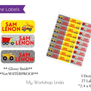 Trucks Personalized Name Labels  / Glossy Stickers / Notebook Labels / Daycare Labels / School Supplies Labels / Belongings label