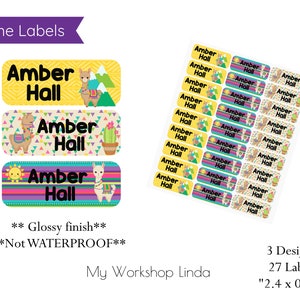 Llama Personalized Name Labels  / Glossy Stickers / Notebook Labels / Daycare Labels / School Supplies Labels / Belongings label