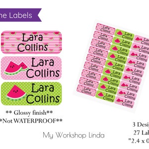 Watermelon Personalized Name Labels  / Glossy Stickers / Notebook Labels / Daycare Labels / School Supplies Labels / Belongings label