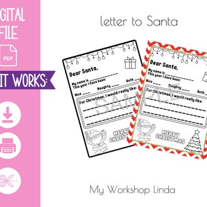 Printable Coloring Letter To Santa, Santa Letter, Kids Letter To Santa, Santa Wish List, Santa Claus Letter, Instant Download