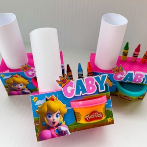 Princess Peach Play-Doh Activity Box / Princess Peach Coloring Box / Play-Doh Box/Princess Peach Birthday Decoration/ Party Supplies image 3