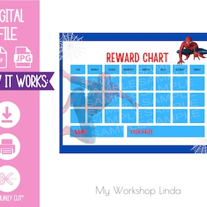 Instant Download Spiderman Childs Reward Chart, Daily chores chart, Behavior Chart- Digital Download,