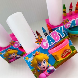 Princess Peach Play-Doh Activity Box / Princess Peach Coloring Box / Play-Doh Box/Princess Peach Birthday Decoration/ Party Supplies image 9