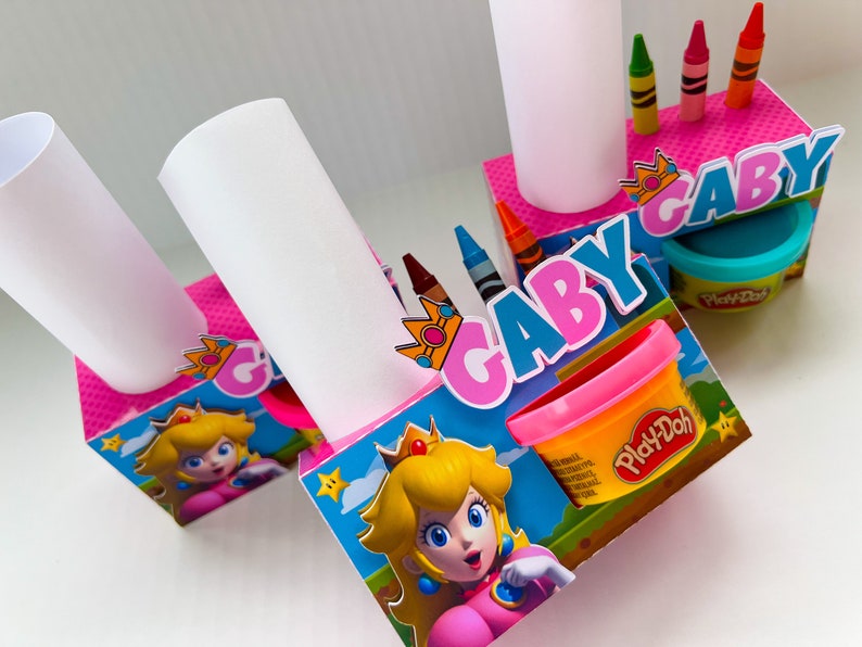 Princess Peach Play-Doh Activity Box / Princess Peach Coloring Box / Play-Doh Box/Princess Peach Birthday Decoration/ Party Supplies image 9