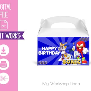 Sonic Favor Box Label /Sonic Gable Box Happy Birthday / Sonic Party Favors Labels / Party Decorations / INSTANT DOWNLOAD