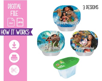 Etichette per bomboniere digitali Moana / Etichette per patatine / Etichette per snack / Festa Moana / Stampabile digitale / Forniture di compleanno / Download istantaneo
