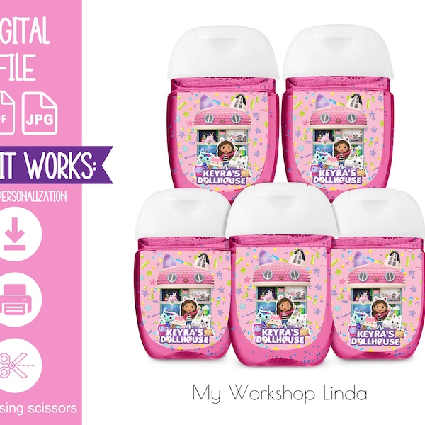 Gabby's Dollhouse Hand Sanitizer Label /Favor Label /  Party Favors Labels / Party Supplies- DIGITAL ONLY