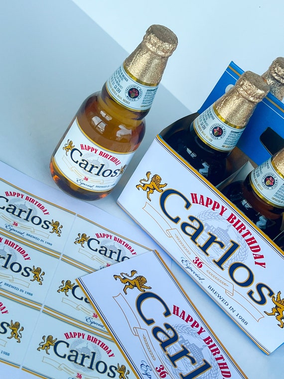 Digital Personalized Modelo 6 pack Beer Carrier and bottles Label Printable -Carrier Label-Beer Label- Anniversary Gift-Father's day-Mens