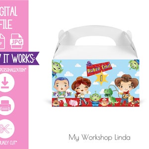 Personalized Watercolor Toy Story favor box label, Favor Box Label, Cute Toy Story label, Buzz lightyear party, Woody- Printable
