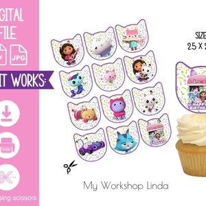 Printable Gabby's Dollhouse Birthday Cupcake Toppers / - Etsy Singapore