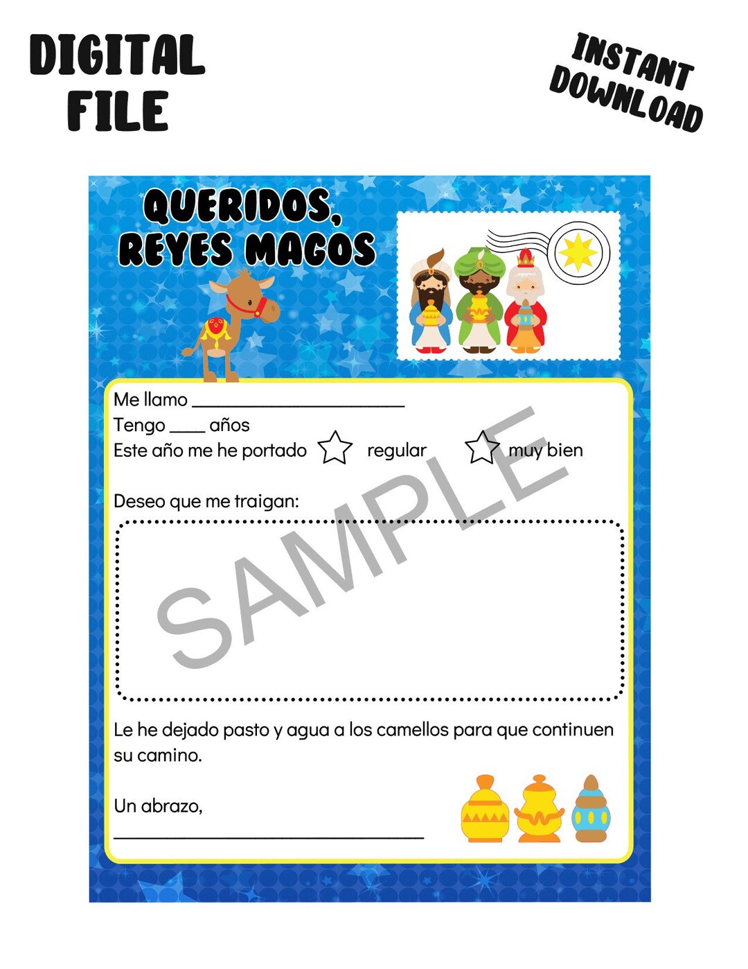 Instant Download Letter to Three Wise Men/ Carta Para Los Reyes Magos ...