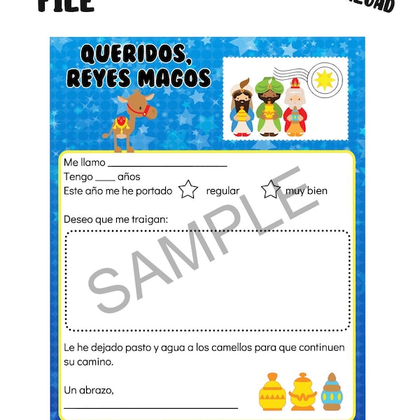 Instant Download Letter to Three Wise Men/ Carta para los Reyes Magos