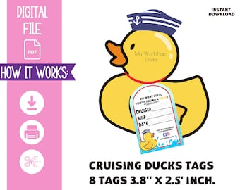 Étiquettes de canards de croisière imprimables / Canards de croisière / Étiquette de canard en caoutchouc /Cadeau pour Cruiser /Cruising Duck Game Tags/Téléchargement instantané
