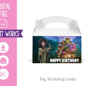 Bruno Madrigal Casita Favor Box Label / Encanto Gable Box Happy Birthday / Encanto Party Favors Labels / Party Decorations /INSTANT DOWNLOAD