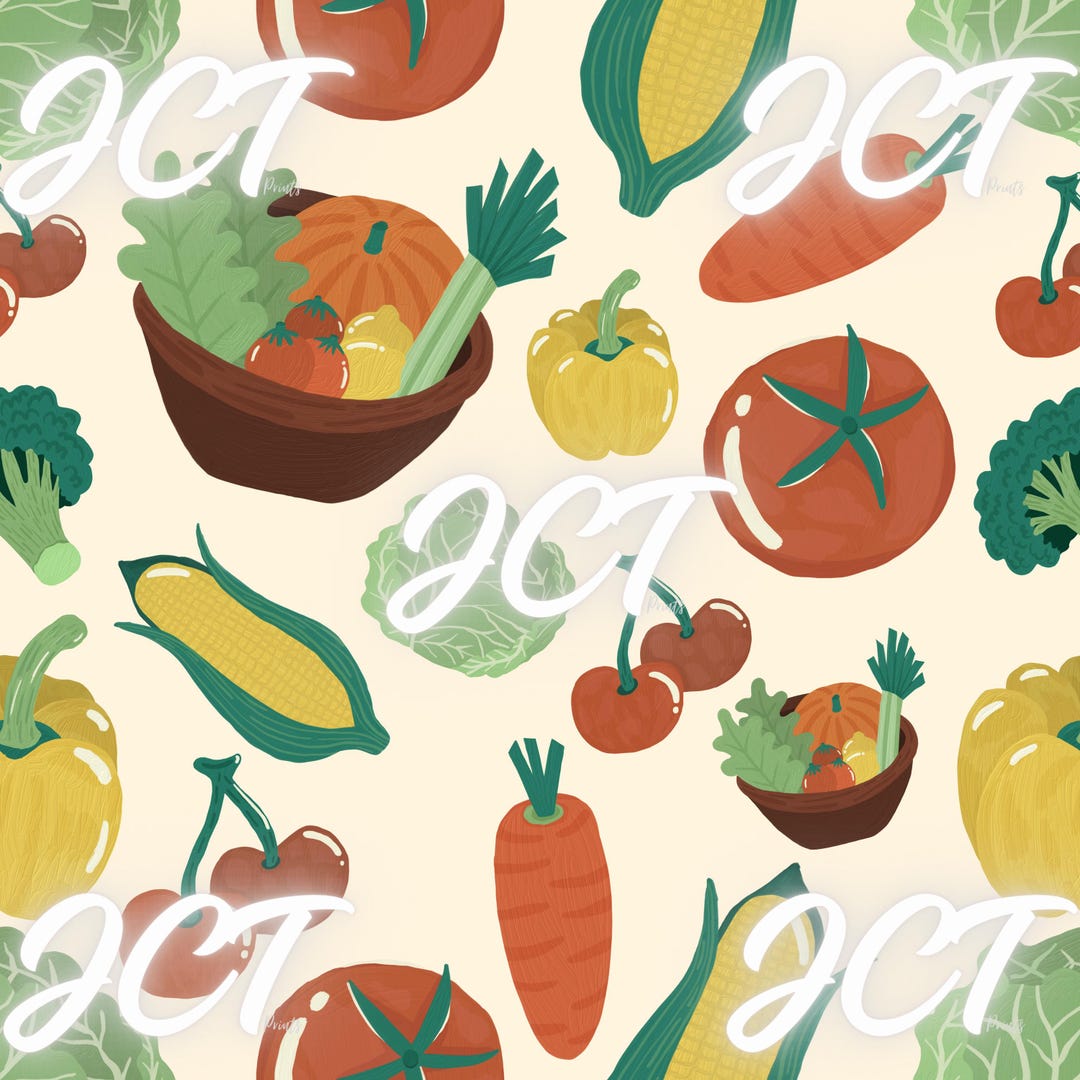 Veggie Patterning Veggie Seamless Pattern - Etsy