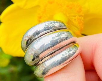 Triple Stack Silver Wide Statement Ring