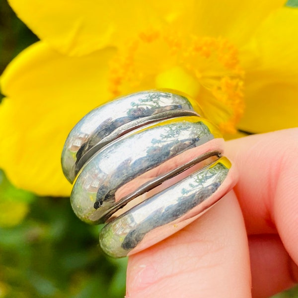 Triple Stack Silver Wide Statement Ring