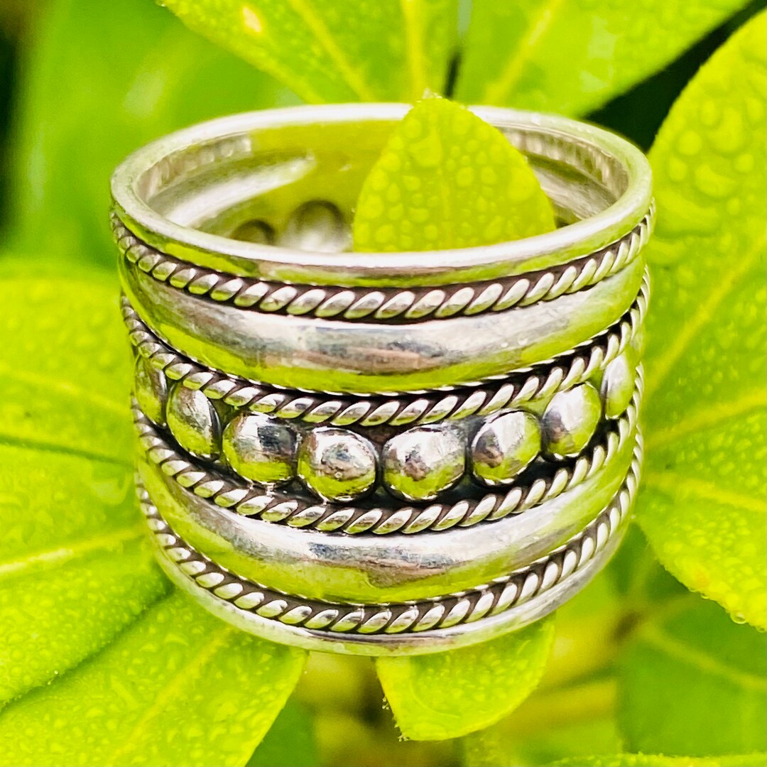 Sterling Silver Wide Band Pebble Ring: Chunky Statement Jewelry - Etsy