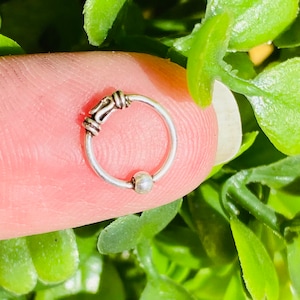 Nose Ring Silver Celtic Hoop,  1 CM Wide Silver Nose Ring, Septum Silver Hoop Ring