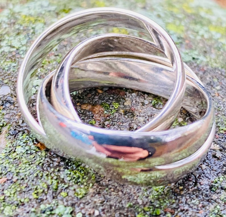 Russian Silver Wedding Three Band Ring