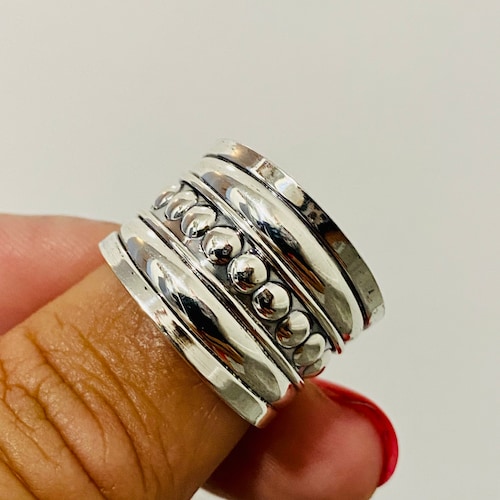 Mens Hammered Turquoise Ring 925 Sterling Silver Chunky Ring Etsy