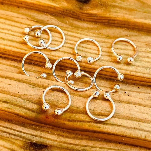 Fake Plain Silver Nose Ring, 0.8mm Wide Fake Comfortable Nose Hoop, Real Looking Fake Nose Ring.