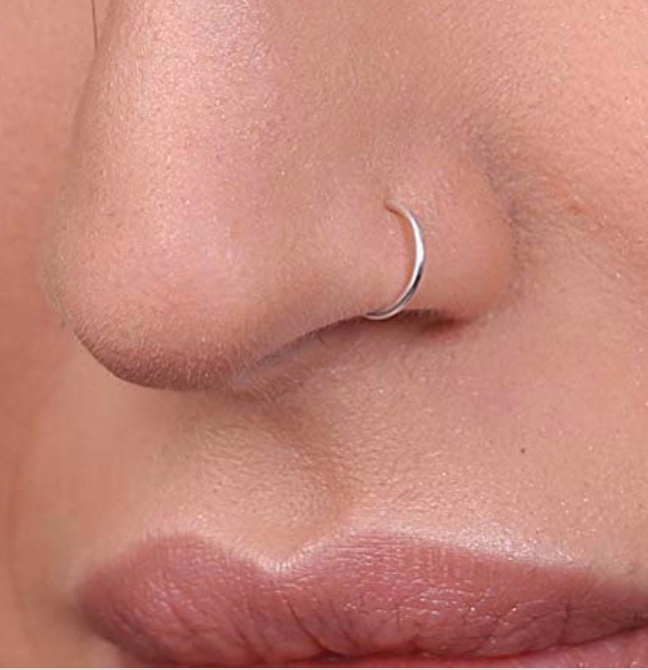 Nose Ring Silver Plain Hoop Cm Wide Comfortable Nose Etsy