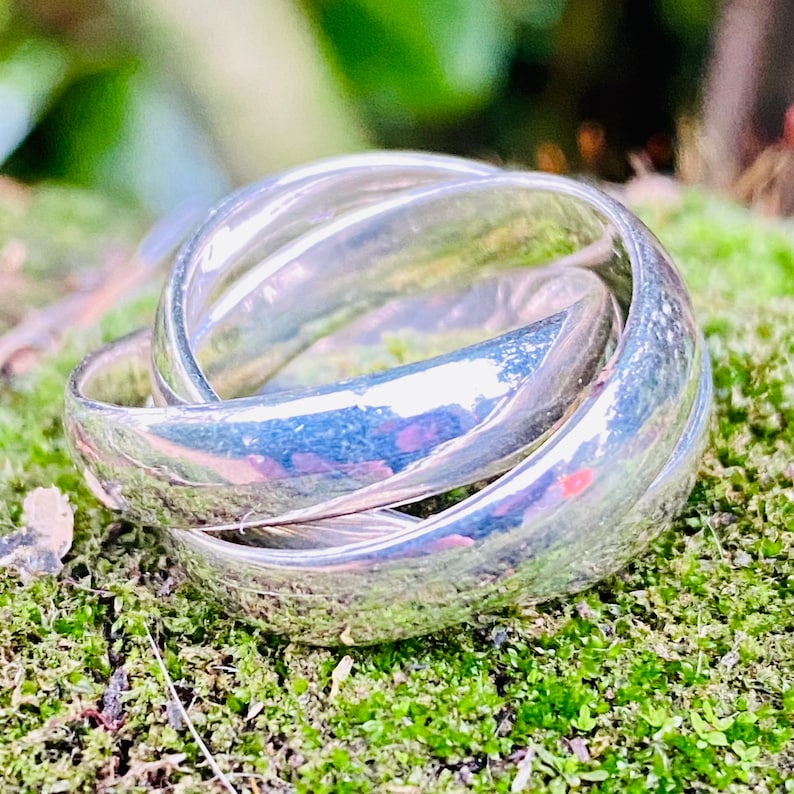 Russian Silver Wedding Three Band Ring