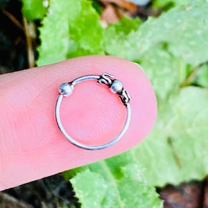 Nose Ring Silver Celtic Hoop,  1cm Wide Silver Nose Ring, Septum Silver Hoop Ring