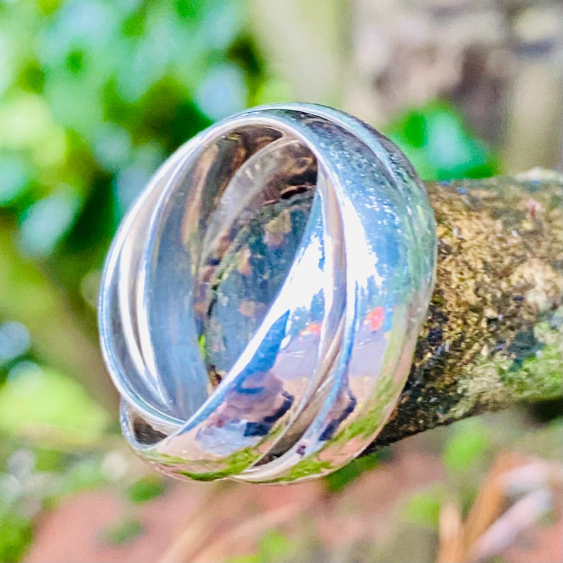 Russian Silver Wedding Three Band Ring
