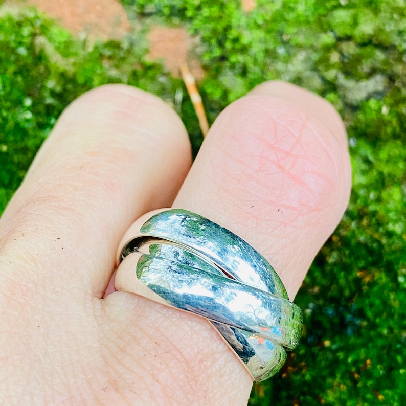 Russian Silver Wedding Three Band Ring