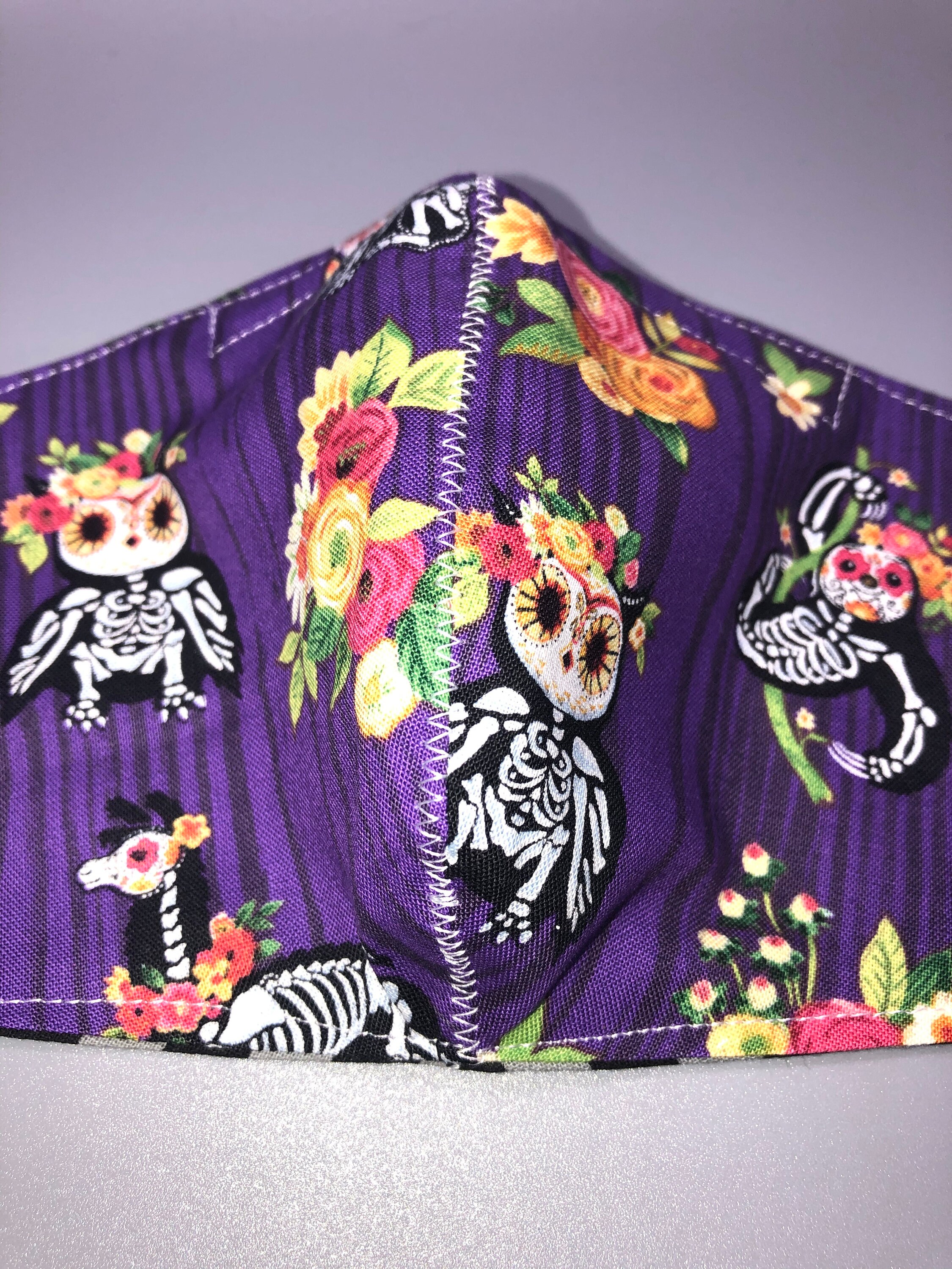 Face Mask Halloween Skeleton Reversible Etsy