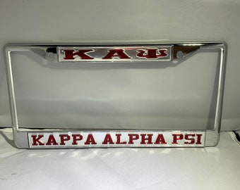 Kappa Alpha Psi - Marco de matrícula con fondo de espejo y letras rojas