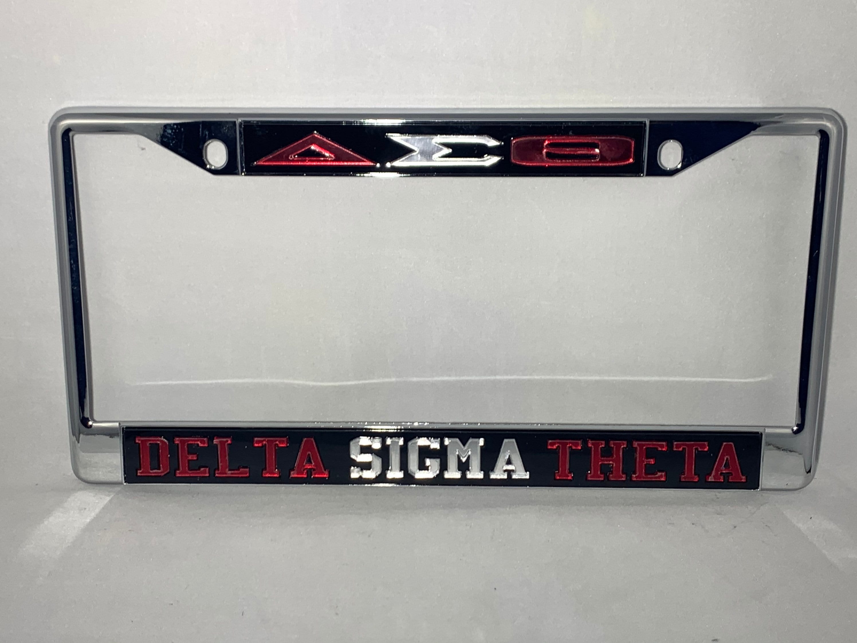 Delta Sigma Theta- Black, Red, Mirror, Red License Frame