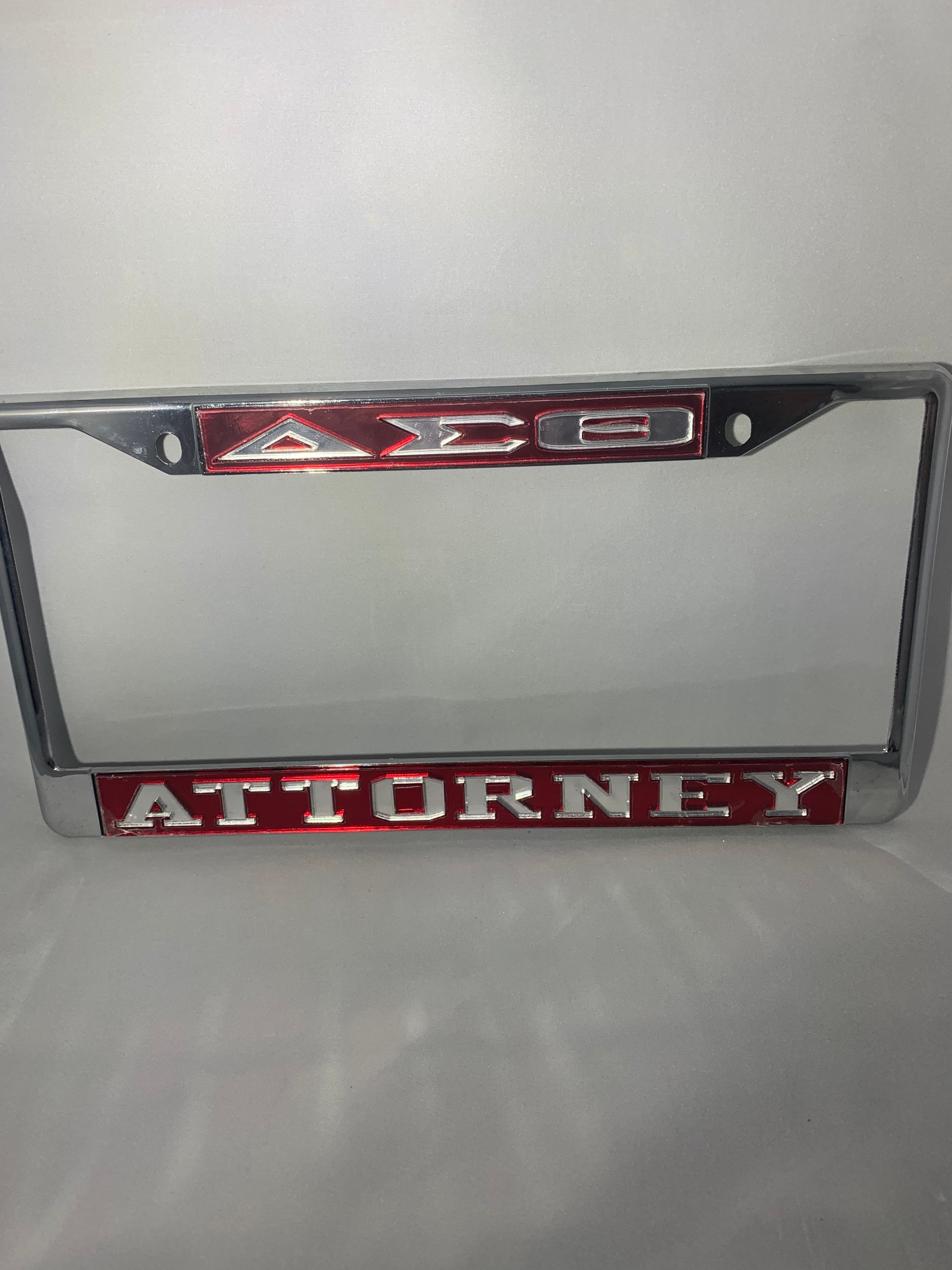 Delta Sigma Theta Attorney License Frame- Red Background Mirror Letters