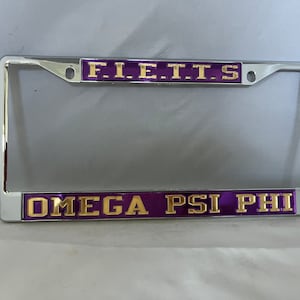 F.I.E.T.T.S Omega Psi Phi License Frame- Purple Background Gold Letters