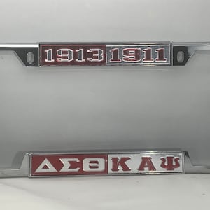 1913 Delta Sigma Theta-1911 Kappa Alpha Psi Split Decal Frame Red Background Mirror Letters/ Mirror Background Red Letters
